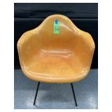 #822 Herman Miller /Eames Faded Orange Early Fiberglass Arm Shell Chair with X Base 