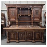 ##694 Beautiful Antique French Renaissance Style Walnut Sideboard / Buffet