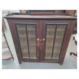#676Fantastic 2 Door Mesh Front Pie Safe w Painted Rose Flowers