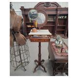 #657 Victorian Style Gentleman’s Shaving Stand with Marble Top, Razors, and Extras 