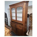 #724Antique Oak Step Back Farmhouse Hutch / Cupboard