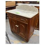 #601 Victorian Walnut Marble Top Washstand