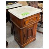 #604 Small Walnut Victorian Marble Top End Table