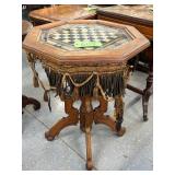 #609 Victorian Chess Game Parlor Table with Fringe