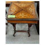 #610 Mahogany Inlaid Edwardian Envelope Card Table with Swivel Top (Opens Flat)