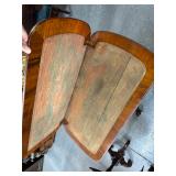 #611 Oval Victorian Burr Walnut Fold out game table with Intricate Geometric