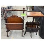 #619 (2) Victorian Carved Magazine Racks one with table top