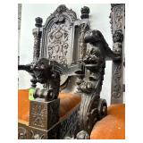 #632 King and Queen Walnut Carved Throne Chairs