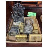 #638 Lot of Cast Match Safes, Letter Organizers, Desk Accessories, etc.