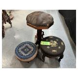 #659 Group of 3 Antique Victorian Footstools #1