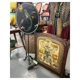 #662 Antique Fireplace Screens Group incl. French Needlepoint Tapestry, etc.