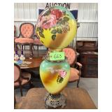 #663 Gone with the Wind Parlor Lamp with Pink Rose Globe