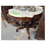 #669Antique Oval Marble Top Parlor Table