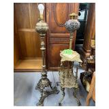 #677 Pair of French Ornate Brass Floor Lamps