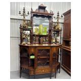 #688 Beautiful Mohogany Sideboard with Mirrored Back and Intricate Marquetry  Inlay