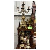 #68919ht Century French Bronze Candelabras & Ewer Urns