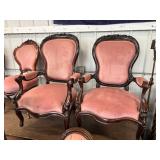#695 Large Pink Upholstered Victorian Style Dining Set of 13