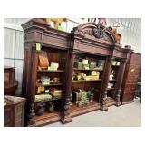 #699 Fantastic 4 Pillar Carved French Library Cabinet / Bookcase w/ Adjustable  Shelves