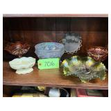 #706 Nice Carnival Glass Lot + Extras incl. Ruffled Pitchers, etc.