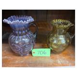#706 Nice Carnival Glass Lot + Extras incl. Ruffled Pitchers, etc.