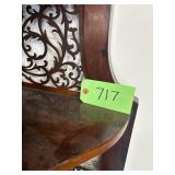 #717 Antique Victorian Carved Mohogany Whatnot Shelf with Barley Twist Columns
