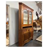 #724 Antique Oak Step Back Farmhouse Hutch / Cupboard
