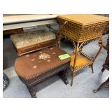 #720 (2) Antique Piano / Storage Stools + Basket Stand