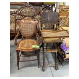 #722Early Victorian Children’s Furniture Group incl. Stroller Highchair, Cane