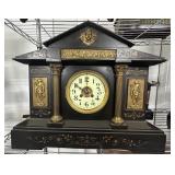 Heavy Black Marble Mantle Clock