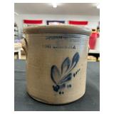 2 Gallon Stoneware Crock with Blue Trefold Leaf
