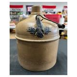 Stoneware Jug with Decorative Blue Leaf Handle