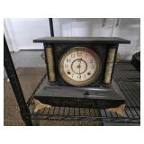 Black Slate Column Mantle Clock