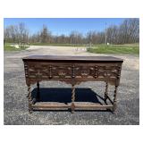 Antique English Sideboard Buffet with Barley Twist Legs 
