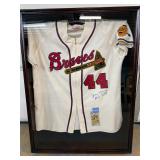 #191 Hank Aaron Home signed Braves Jersey -Run King Mitchell & Ness CC w/ Steiner COA - framed 