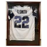#199 Emmett Smith Autographed and Inscribed “#22” Dallas Cowboys Jersey Framed