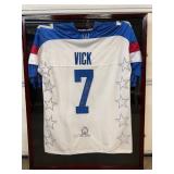 #201 Michael Vick Autographed & Inscribed “7” NFC Pro Bowl Jersey with VICK 10 Sprots Co COA Framed 