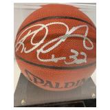 #118 Karl Malone Autographed Spalding Basketball in acrylic case