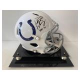 #121 Peyton Manning Colts signed helmet “HOF ‘21” inscription with Fanatics COA  with acrylic case