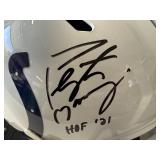 #121 Peyton Manning Colts signed helmet “HOF ‘21” inscription with Fanatics COA  with acrylic case