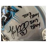 #128 Luke Kuechly 53 Panthers signed helmet “2012 DROY 2013 DPOY” inscription with  JOA COA with acr