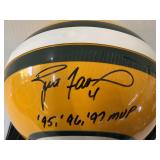 #131 Brett Favre 4 Packers signed helmet “‘95, ‘96, ‘97 MVP” inscription with Creative Sports