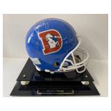 #139 John Elway 7 Broncos signed helmet with Tracercode COA with acrylic case