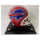 #141 Jim Kelly Bills signed helmet “HOF 02” inscription with Steiner COA with acrylic case