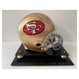 #143 Jerry Rice 49ers signed helmet “#80 SB XXIII MVP HOF 2010” inscription without