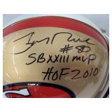 #143 Jerry Rice 49ers signed helmet “#80 SB XXIII MVP HOF 2010” inscription without