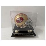 #161 Joe Montana 49ers signed mini helmet with acrylic case