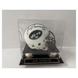 #162 Joe Namath Jets signed mini helmet “X12” inscription with acrylic case