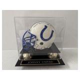 #163 Johnny Unitas Colts signed mini helmet with acrylic case