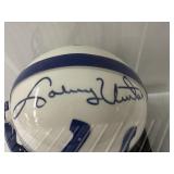 #163 Johnny Unitas Colts signed mini helmet with acrylic case