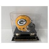 #167 Brett Favre 4 Packers signed mini helmet with acrylic case